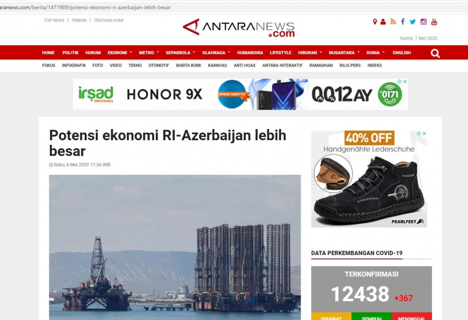 İndoneziyanın aparıcı ANTARA agentliyi Azərbaycanla iqtisadi əlaqələrə dair məqalə yayıb