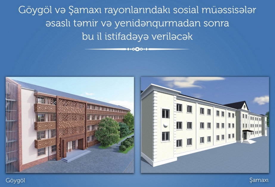 Göygöl və Şamaxı rayonlarındakı sosial müəssisələr əsaslı təmir və yenidənqurmadan sonra bu il istifadəyə veriləcək