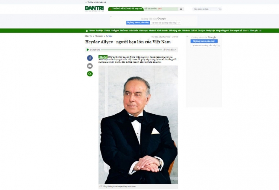 Vyetnamın “Dan Tri” qəzetində ümummilli lider Heydər Əliyev haqqında geniş məqalə dərc olunub