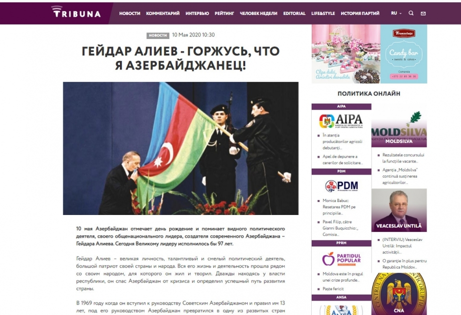 Moldova mətbuatında ulu öndər Heydər Əliyevlə bağlı məqalə dərc edilib