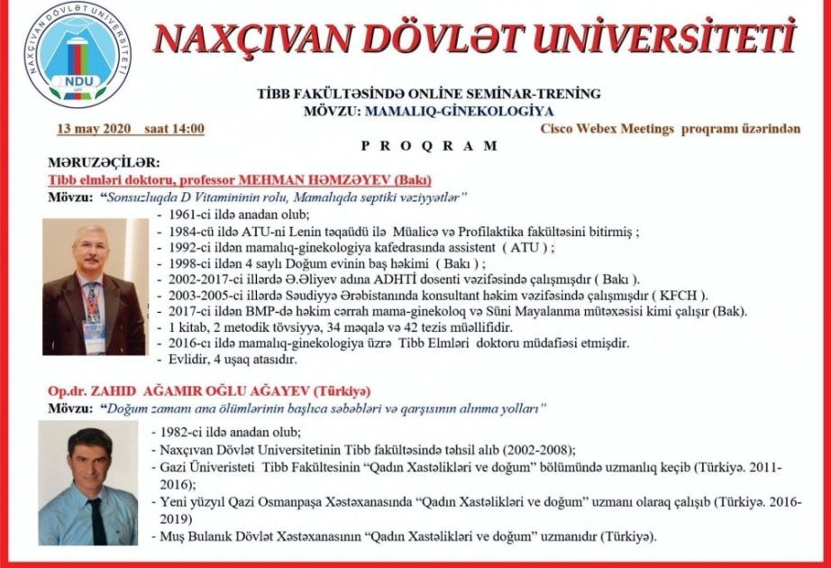 Onlayn seminara NDU-nun 120-yə yaxın müəllim və tələbəsi qoşulub