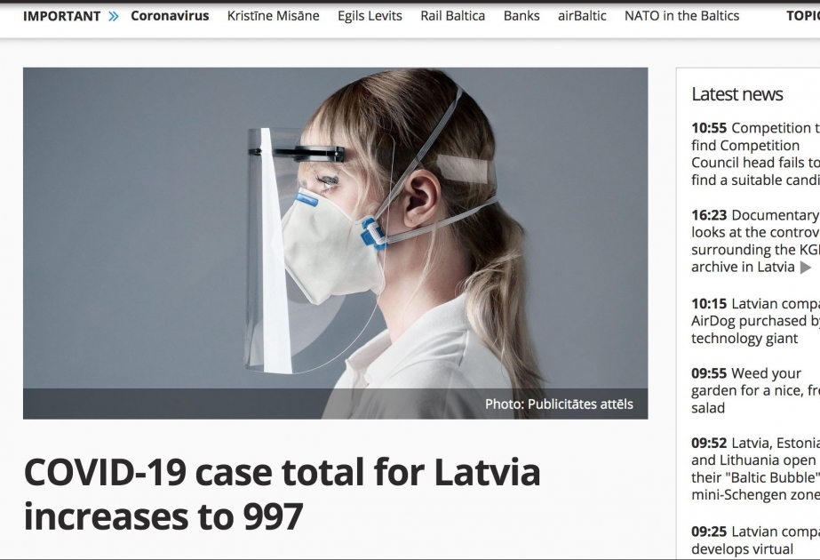 Latviyada indiyədək 997 nəfər koronavirusa yoluxub