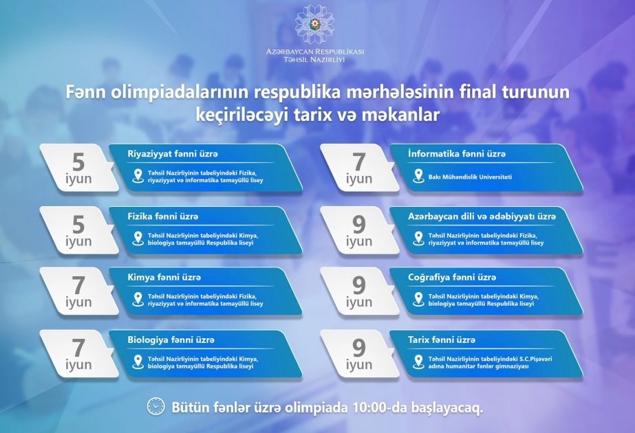 Respublika fənn olimpiadalarının final mərhələsi keçiriləcək