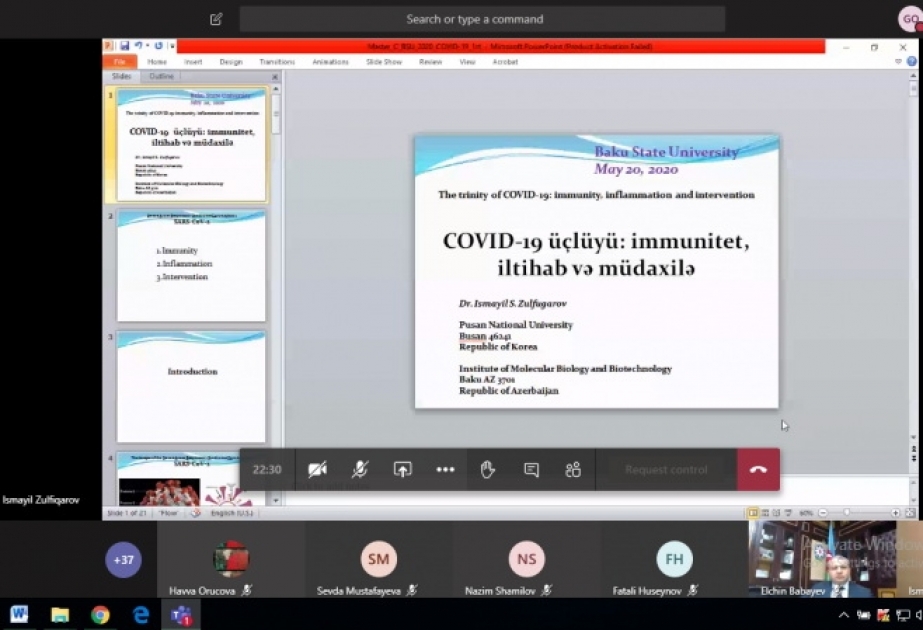 “COVID-19 üçlüyü: immunitet, iltihab və müdaxilə” mövzusunda onlayn ustad dərsi keçirilib