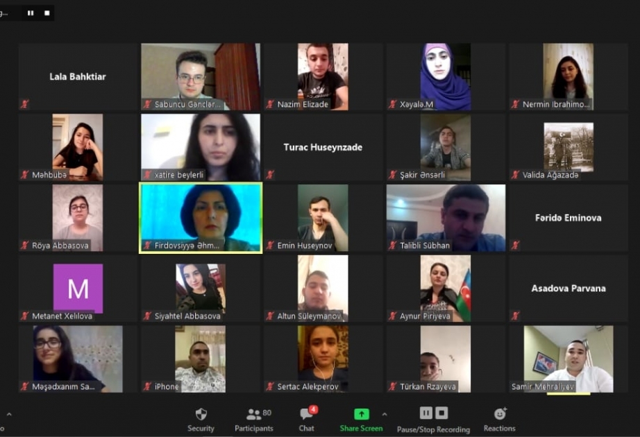 Sabunçu Gənclər evinin təşəbbüsü ilə “TariximİZ - Şərqin günəşi” mövzusunda onlayn forum keçirilib