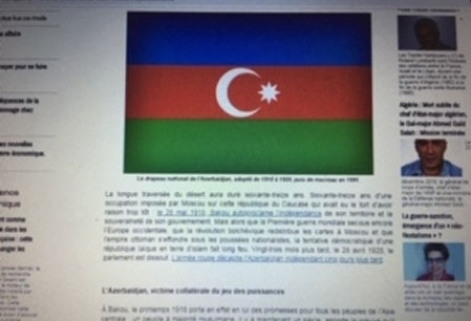 Se ha publicado un artículo sobre el Día de la República de Azerbaiyán en el portal francés “Enderi”