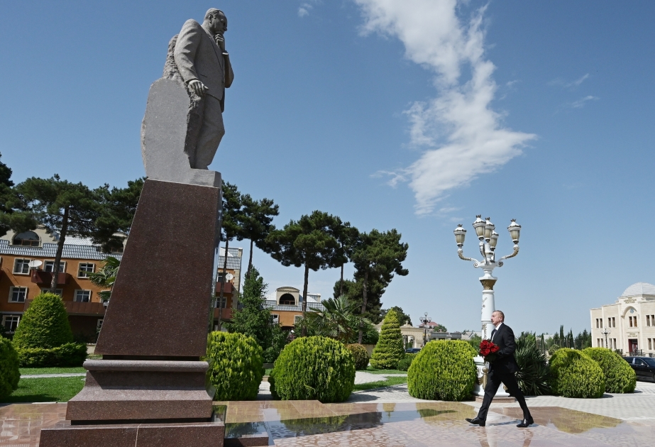 Präsident Ilham Aliyev zu Besuch in Aghjabadi eingetroffen VIDEO