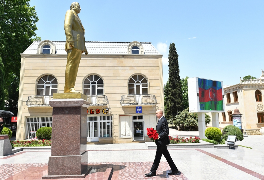 President Ilham Aliyev arrived in Tartar district for visit VIDEO
