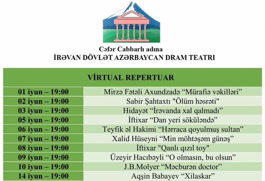 İrəvan Teatrı virtual repertuarla tamaşaçıları sevindirməkdə davam edir