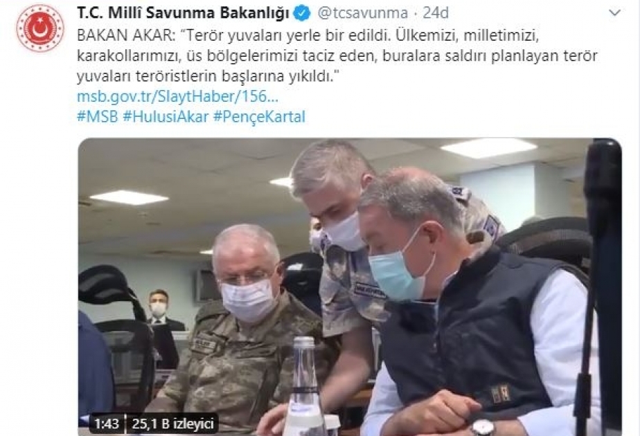 Türkiyə qırıcıları İraqın şimalındakı 81 PKK hədəfini dağıdıb