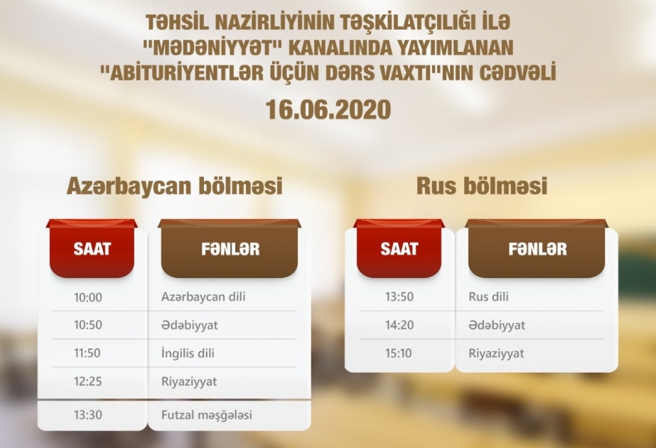 “Abituriyentlər üçün dərs vaxtı” başlayır