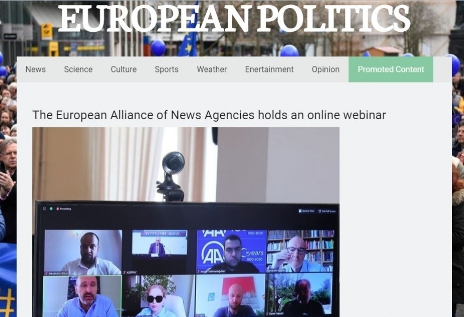 Publicación influyente de la UE informó sobre la reunión online de EANA celebrada con la participación de AZERTAC