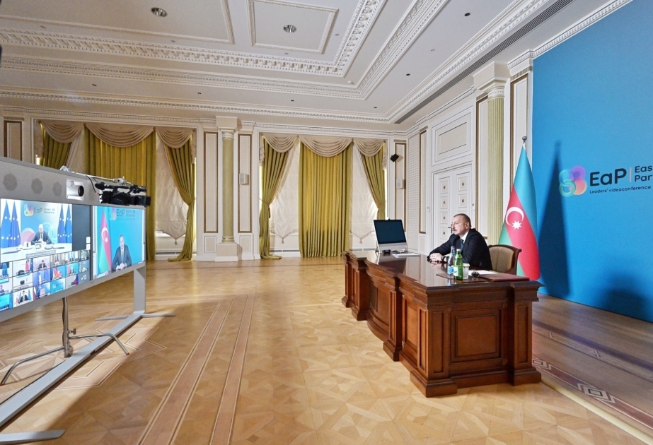 President Ilham Aliyev attended Eastern Partnership Summit in video conference format VIDEO