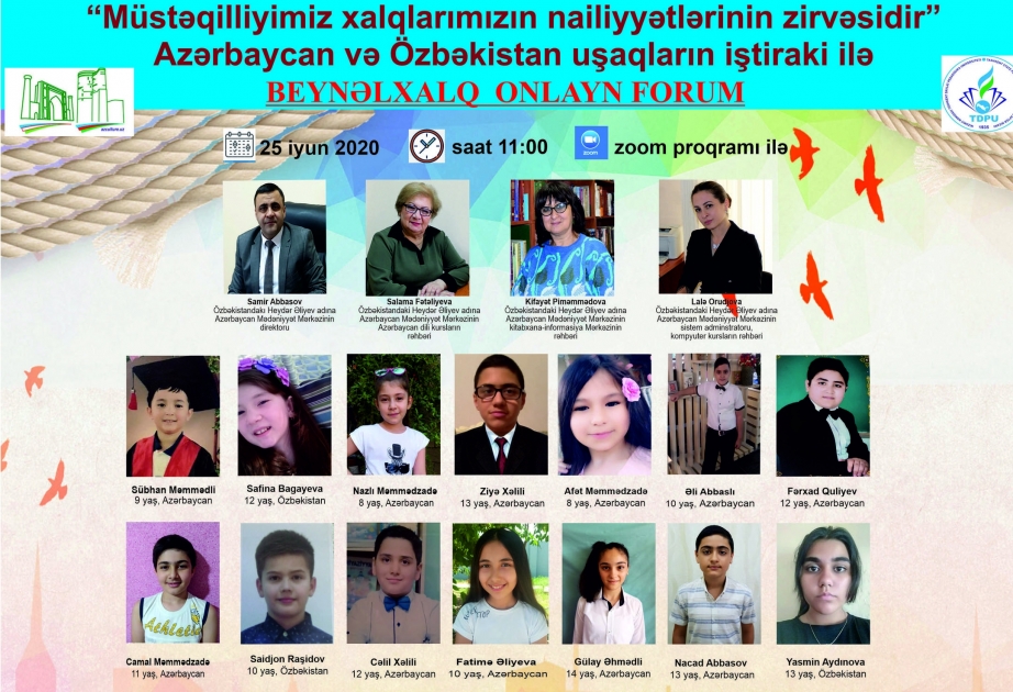 Azərbaycan və Özbəkistan uşaqlarının iştirakı ilə beynəlxalq onlayn forum keçiriləcək