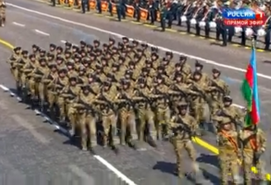 Azerbaijani servicemen take part in military parade in Moscow