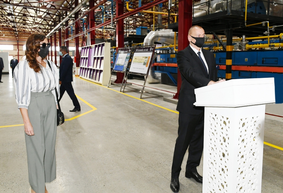President Ilham Aliyev inaugurated construction materials manufacturing plant in Ganja VIDEO