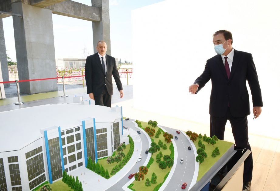 President Ilham Aliyev viewed construction of Ganja Sports Palace VIDEO