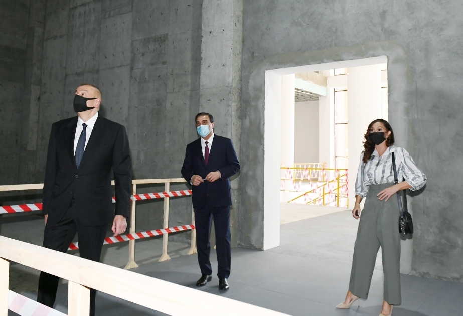 President Ilham Aliyev viewed construction of new building of Ganja State Drama Theatre VIDEO