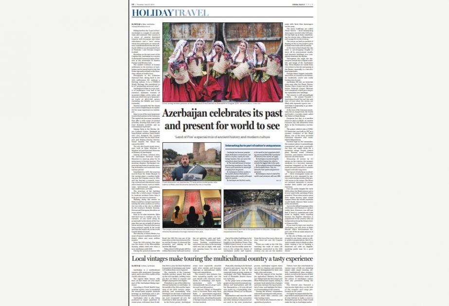 Nüfuzlu “China Daily” qəzeti bir səhifəsini Azərbaycana həsr edib