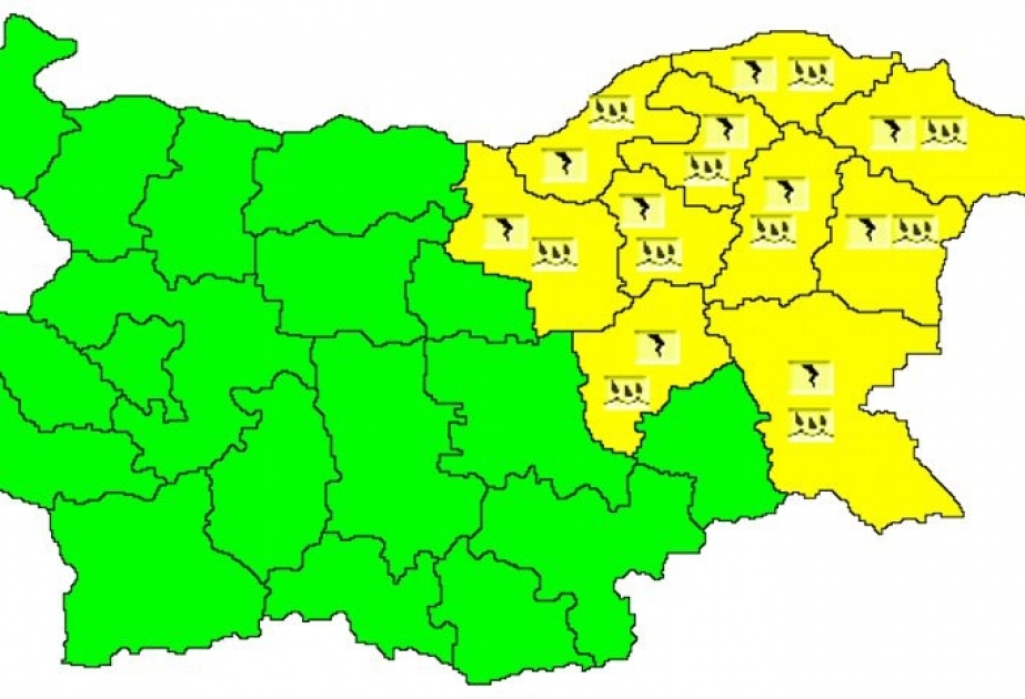 Güclü yağışlar səbəbindən Bolqarıstanın 10 rayonunda “sarı” təhlükə kodu elan olunub