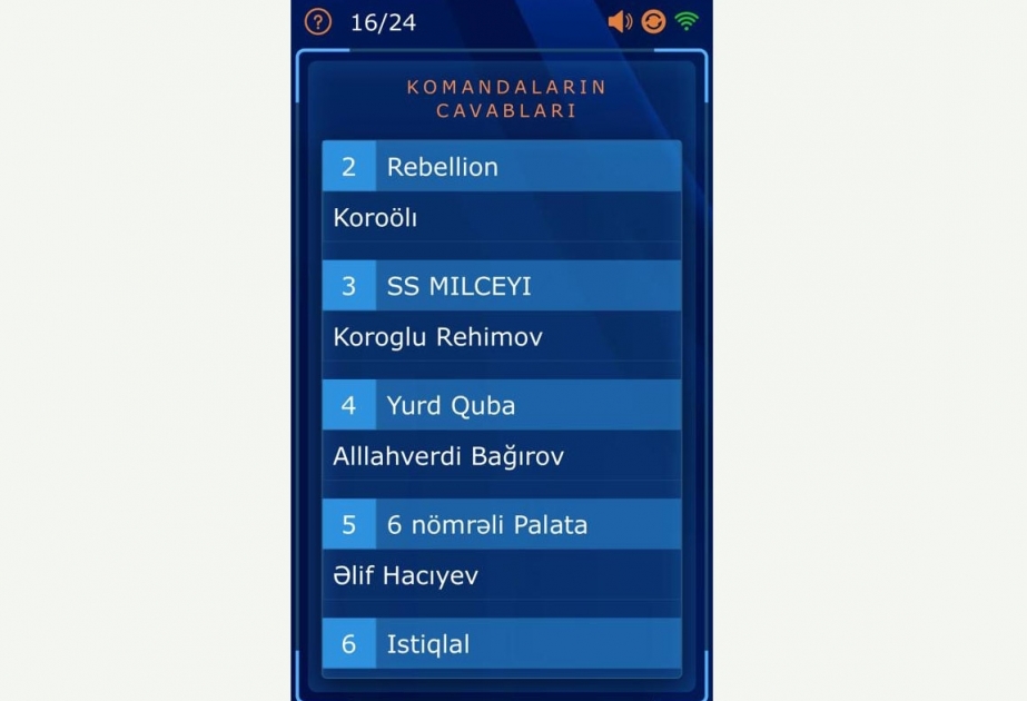 “Nə? Harada? Nə zaman?” intellektual oyunu bu dəfə Silahlı Qüvvələr Gününə həsr olunub