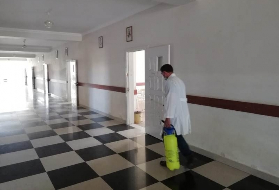 Yardımlıda buraxılış imtahanlarının keçiriləcəyi məktəblərdə dezinfeksiya işləri görülüb