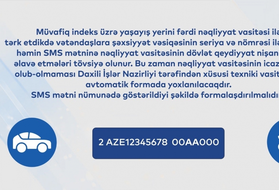8103 SMS icazə sisteminin fəaliyyəti 16 inzibati ərazidə davam edəcək