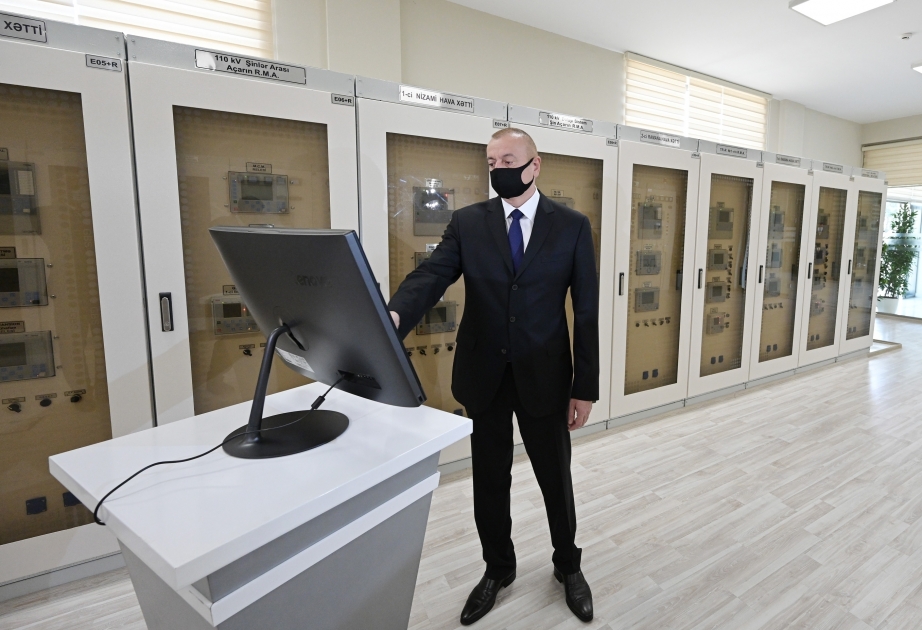 Präsident Ilham Aliyev weiht rekonstruiertes Umspannwerk im Stadtteil Nizami von Baku ein VIDEO