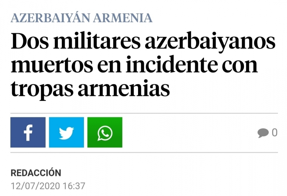 La Vanguardia escribe sobre las batallas que tienen lugar en la frontera de Azerbaiyán y Armenia
