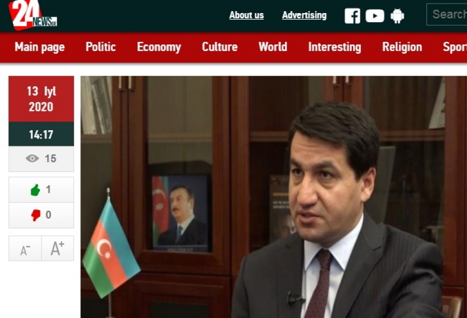 Gürcüstan portalları Ermənistanın Azərbaycanla sərhəddə törətdiyi hərbi təxribatı ilə bağlı məlumat yayıb