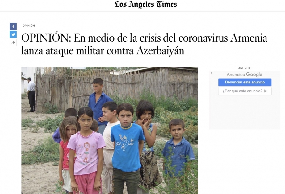 Los Angeles Times publica un artículo sobre la reciente agresión de Armenia