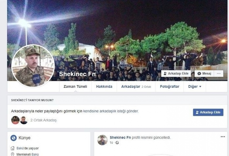 В Facebook открыт фейковый аккаунт на имя начальника пресс-службы Министерства обороны Азербайджана Вагифа Даргяхлы