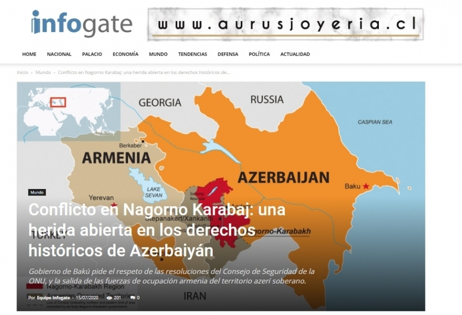 Otra provocación de Armenia contra Azerbaiyán en varios medios de América del Sur
