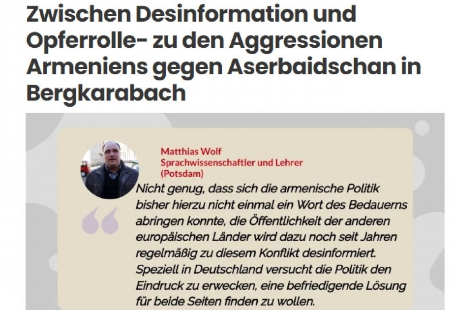 Matthias Wolf: Zwischen Desinformation und Opferrolle- zu den Aggressionen Armeniens gegen Aserbaidschan in Bergkarabach