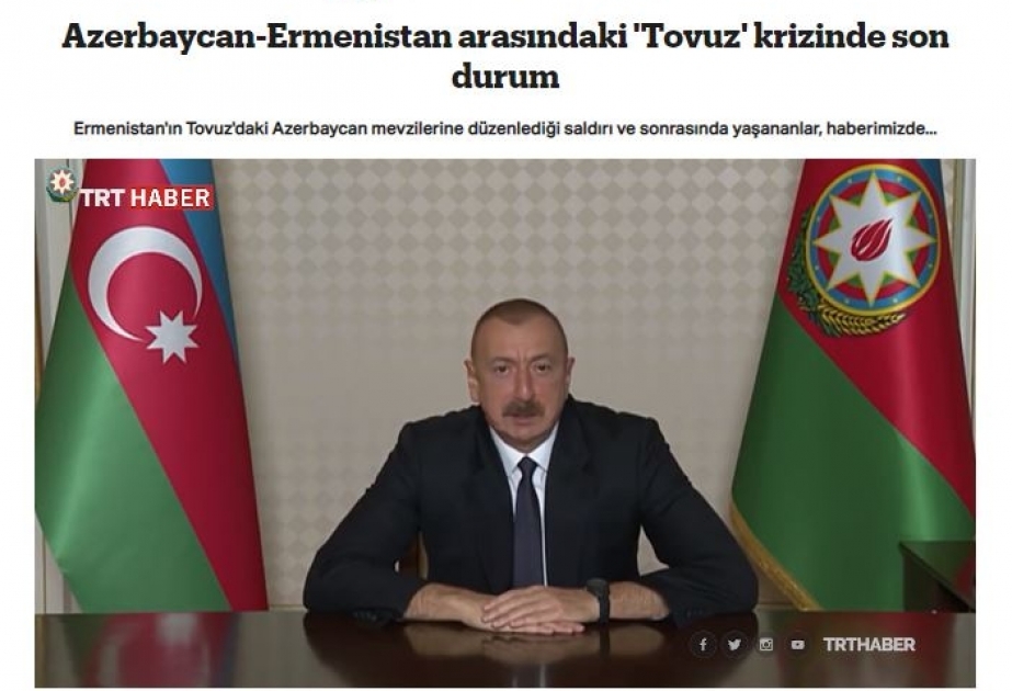 “TRT HABER” Azərbaycan-Ermənistan dövlət sərhədinin Tovuz rayonu istiqamətindəki gərginliklə bağlı reportajlar yaymaqda davam edir