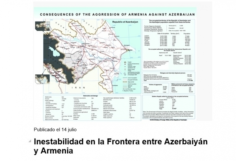 Medios de comunicación españoles publican artículos sobre la provocación cometida por Armenia contra Azerbaiyán