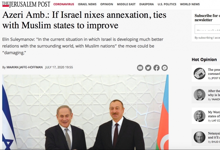 “The Jerusalem Post” qəzeti Azərbaycanın beynəlxalq hüquq normalarına sadiq olmasından yazıb