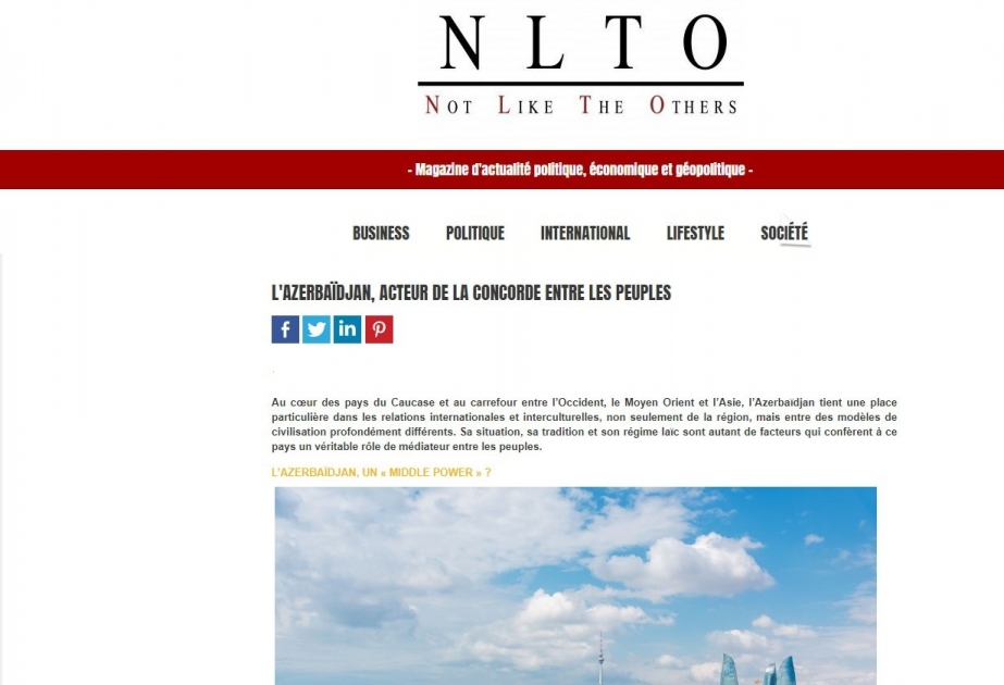 NLTO : L'Azerbaïdjan, acteur de la concorde entre les peuples