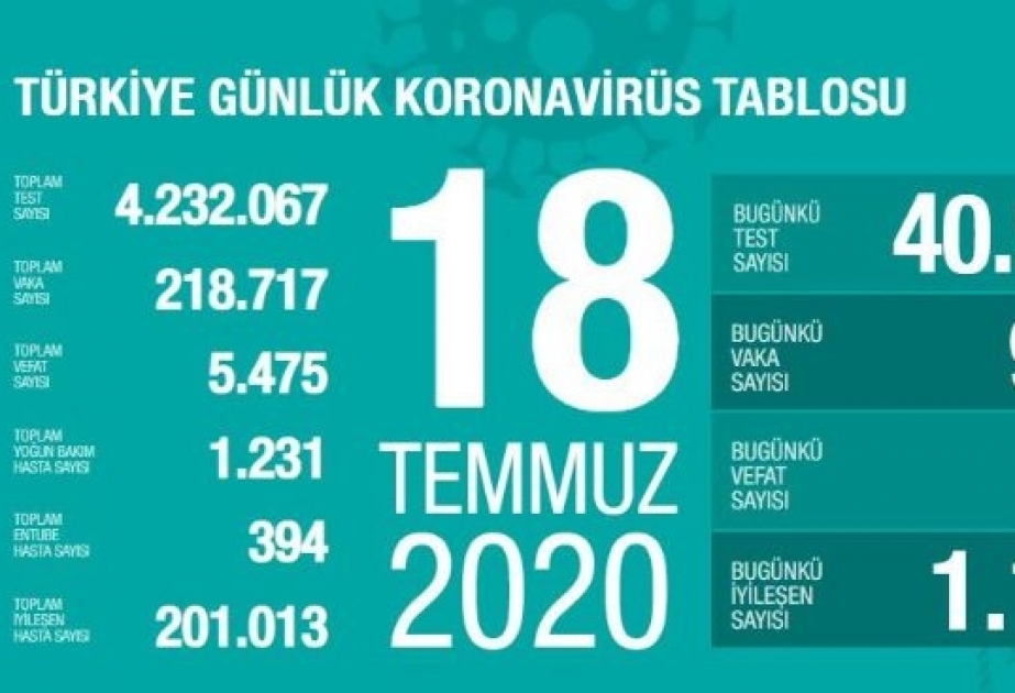 Türkei: 918 Corona-Neuinfektionen, 1179 Geheilte in 24 Stunden