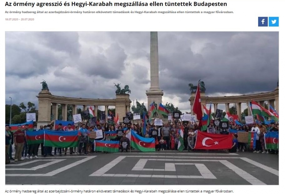 Венгерская редакция ТРТ сообщила о прошедшем в центре Будапешта митинге в поддержку Азербайджана