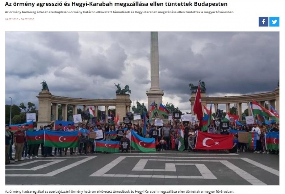 La redacción de la TRT de Hungría informa de una manifestación de apoyo a Azerbaiyán en el centro de Budapest