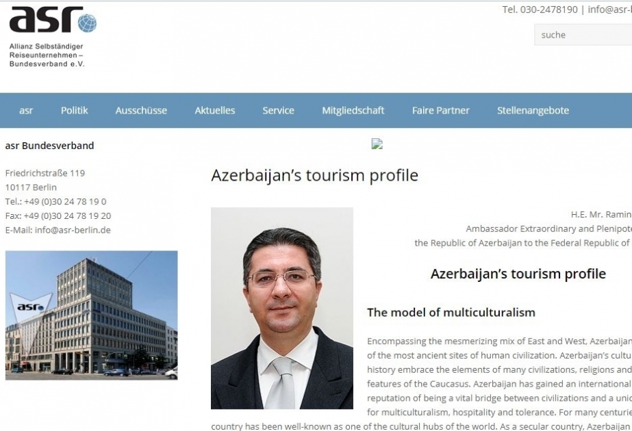 Sitio web de Alemania difundió un artículo del embajador de Azerbaiyán titulado 