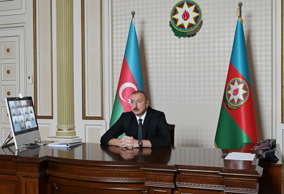 Une réunion en visioconférence consacrée à l’approvisionnement en eau se tient auprès du président Ilham Aliyev VİDEO