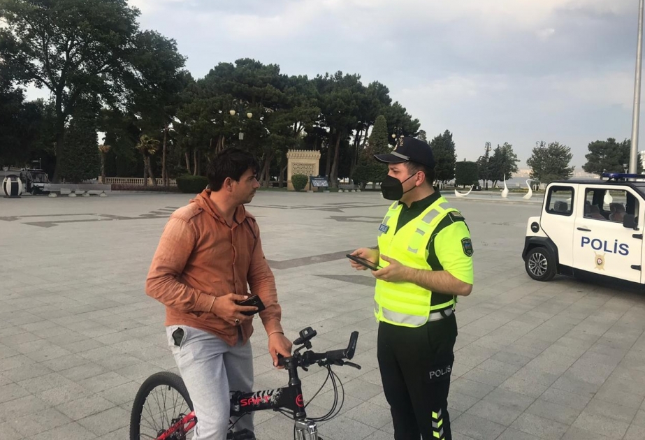 Dənizkənarı Milli Parkda velosipedçilərin hərəkətinin tənzimlənməsi məqsədilə polislər tərəfindən reyd keçirilibVİDEO ​