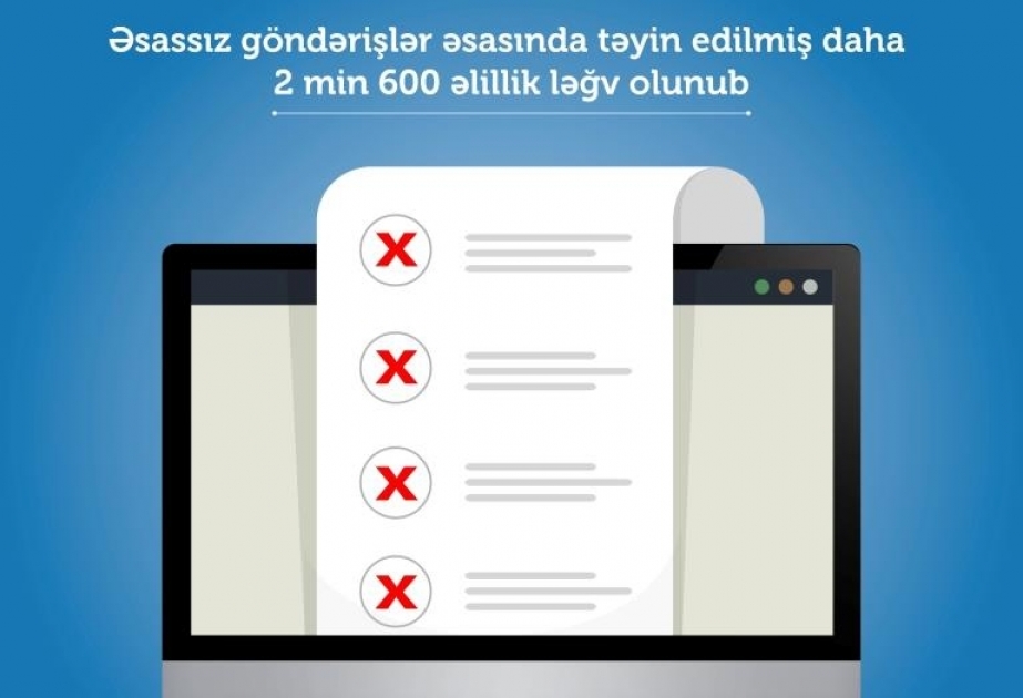 Əsassız göndərişlər əsasında təyin edilmiş daha 2 min 600 əlillik ləğv olunub
