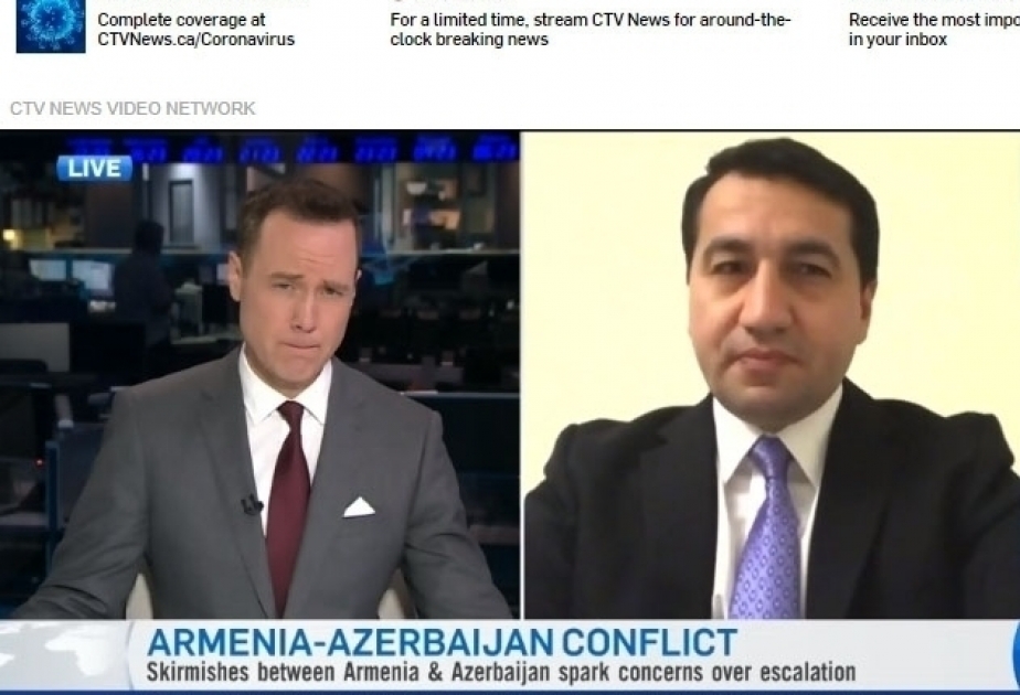 Asistente del presidente habló de otra provocación militar de Armenia en su entrevista al canal de televisión canadiense "CTV News"