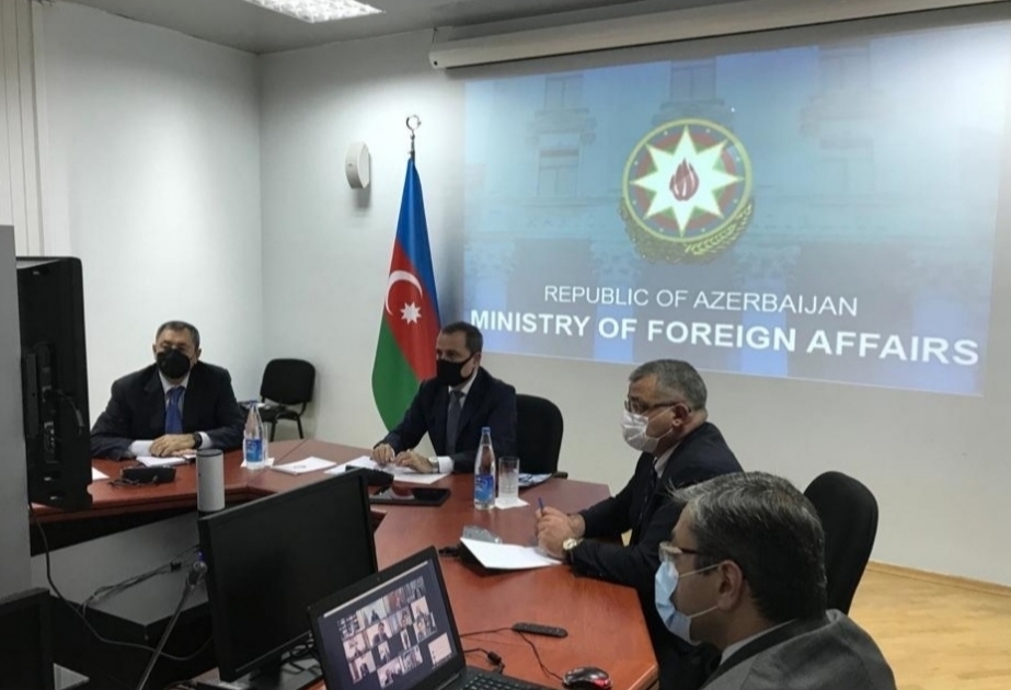 وزير الخارجية يعقد اجتماعا افتراضيا مع رؤساء البعثات الدبلوماسية التي عانت من فعاليات مخربة للأرمن في البلاد الاجنبية