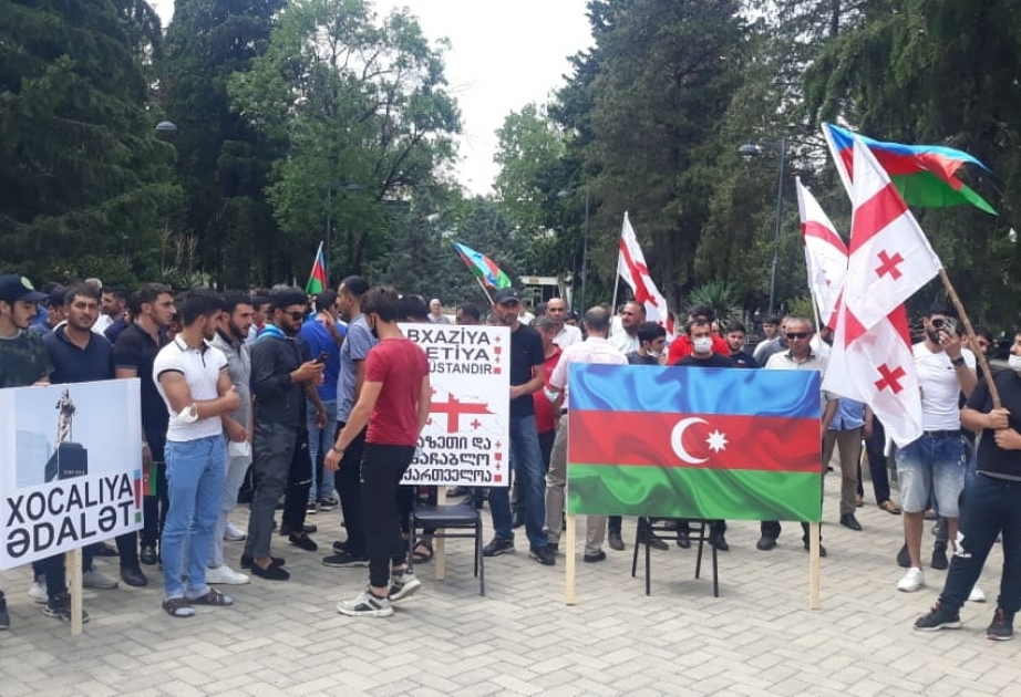 Gürcüstanın Marneuli şəhərində Azərbaycana dəstək aksiyası keçirilib