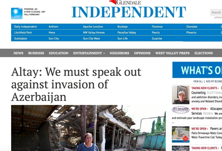 “Glendale Independent” publica un artículo sobre la agresión armenia contra Azerbaiyán