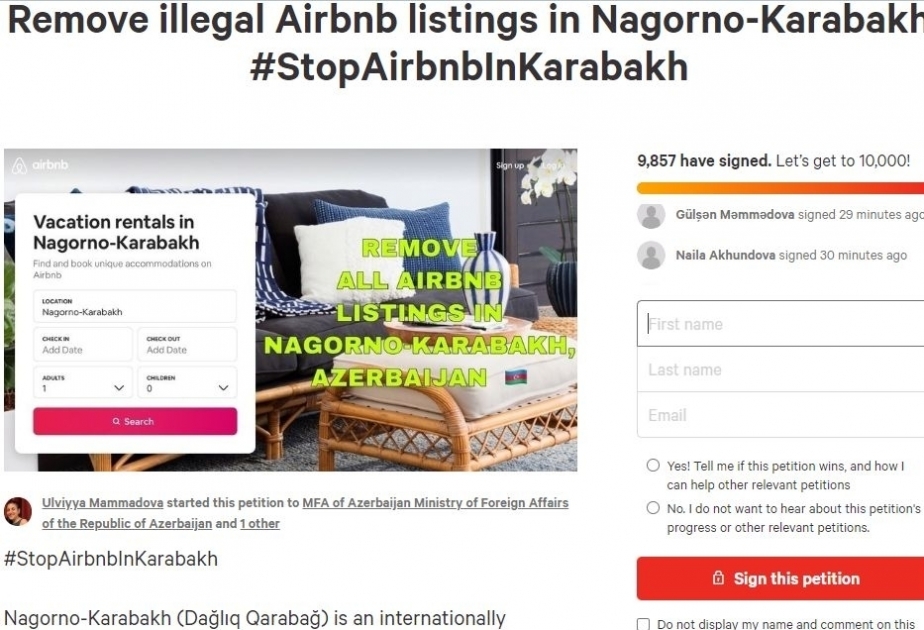 Estudiantes azerbaiyanos en Hungría piden la firma de una petición a la dirección de airbnb.com